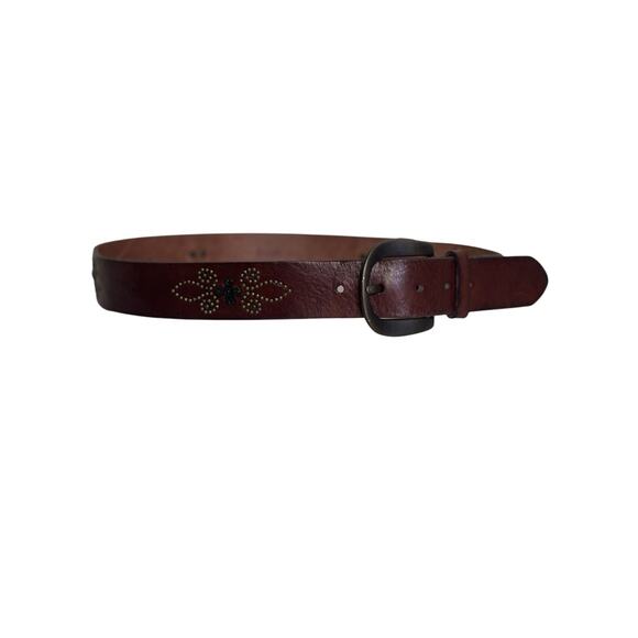 Fossil Women’s Brown Leather Belt Size Medium Studded Western Rodeo Boho - Picture 1 of 8